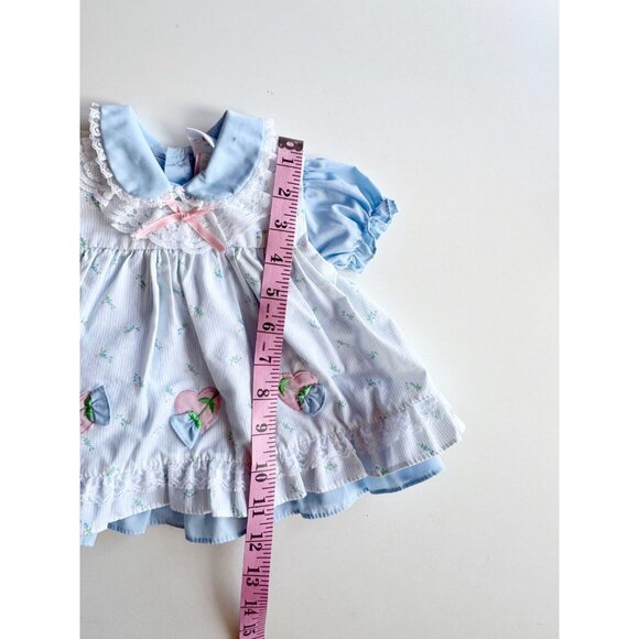 Newborn Baby Girls' MINI TOGS Blue Floral Cotton 2-Piece Dress, Size 0-14lbs - Picture 15 of 16